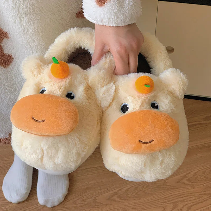 Peachy Moo – Plush Slippers